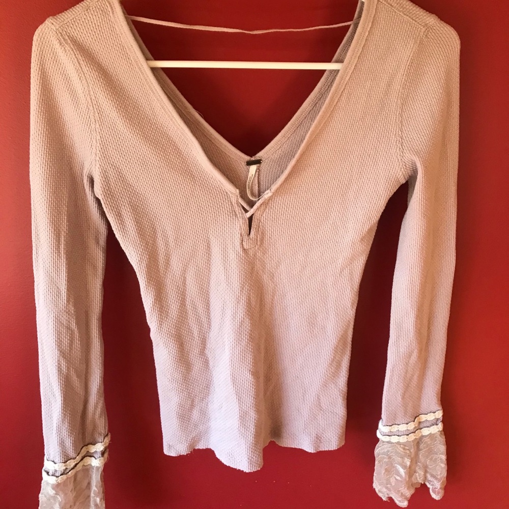 Free people lace cuffed long sleeve shirt